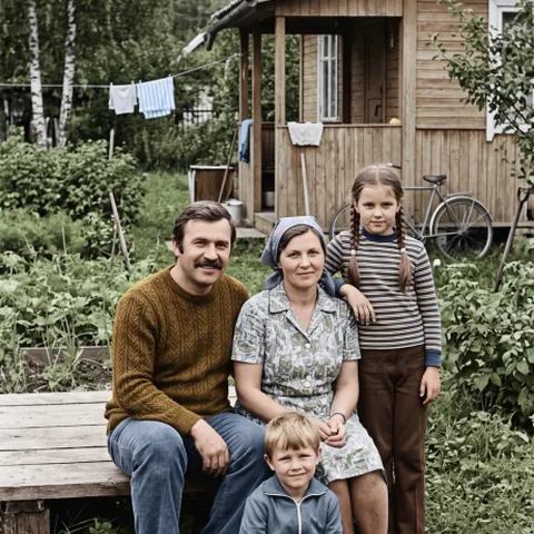 Цветная версия семейной фотографии